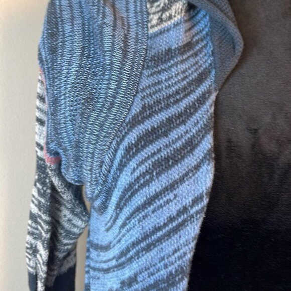 Elan Women's SZ LG Long Multicolor Open Faced Duster Asymmetrical Hem BoHo Hippi - Picture 4 of 10